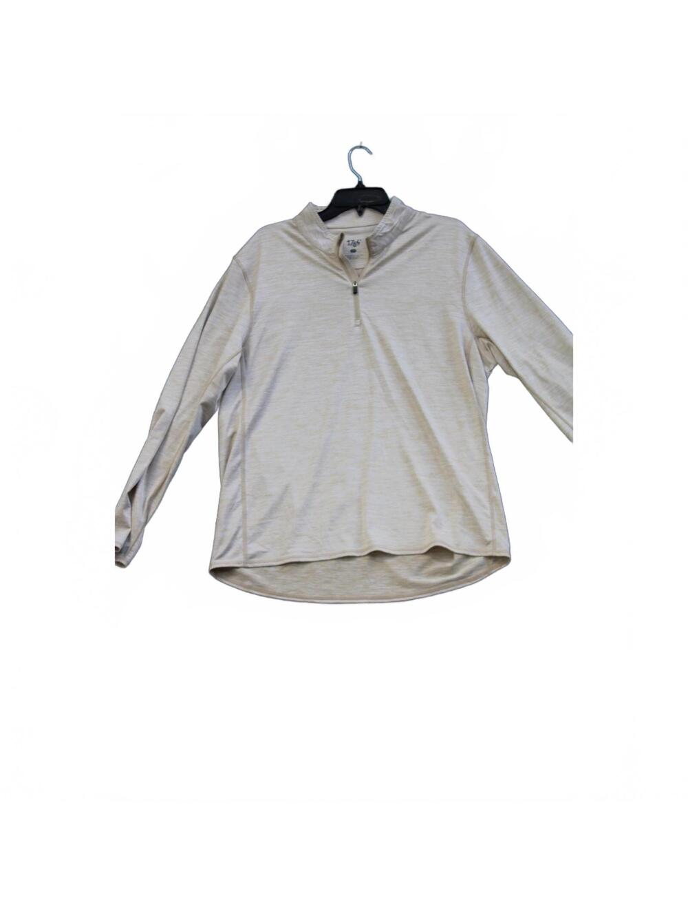 1764 Golf Men's Size L Tan Oatmeal Heathered Quarter Zip Performance Pullover